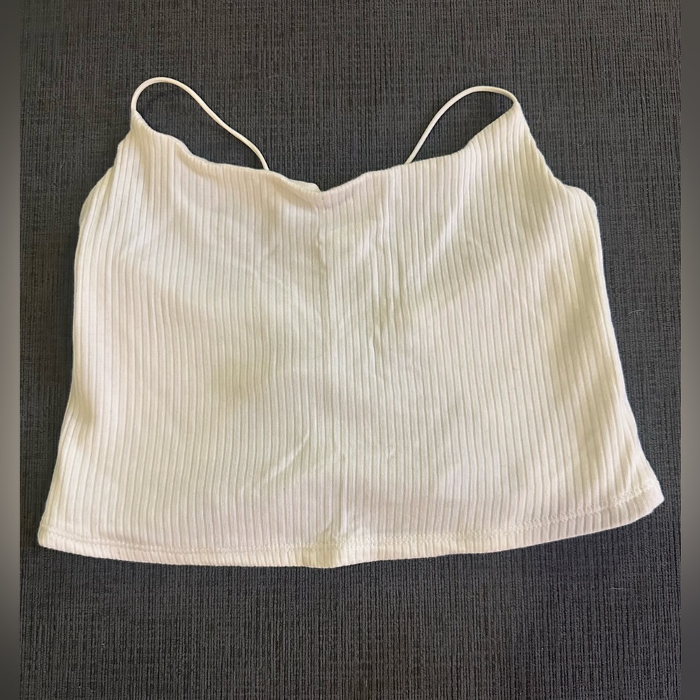 NEW M Boutique Ribbed Open Back Crop Top